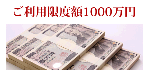 ご利用限度額1000万円