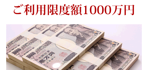 ご利用限度額1000万円